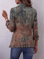 Zoey | Vintage Gradient Teksturert Print Volangjakke