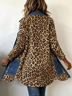 Malin | Leopardmønstret langjakke med denim