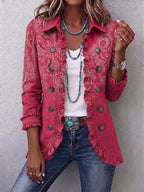 Camila | Vintage Paisley Print Ruffled Jacket