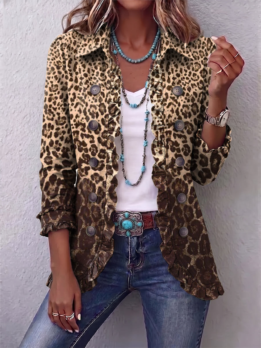 Abigail | Leopardmønstret Volangjakke