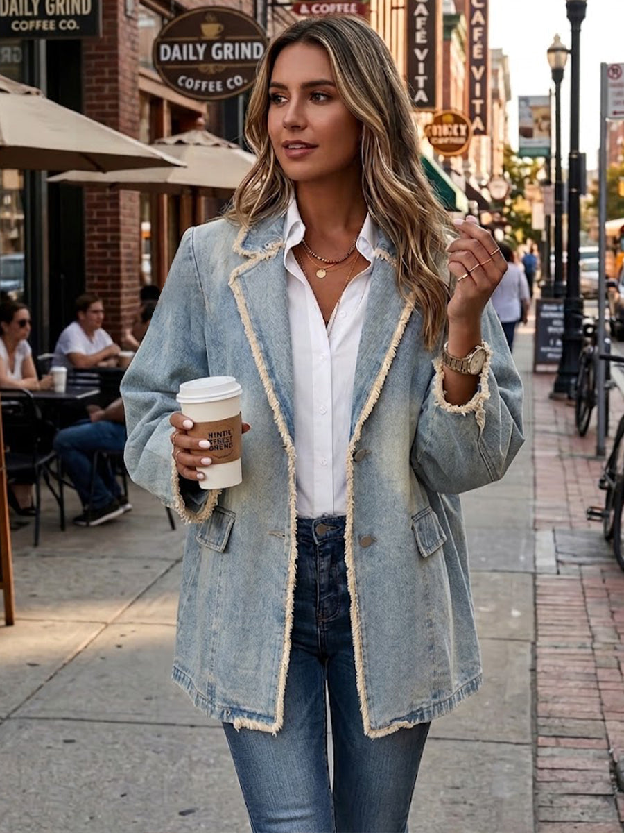 Hannah | Vintage-inspirert Oversized Blazer med Råkanter