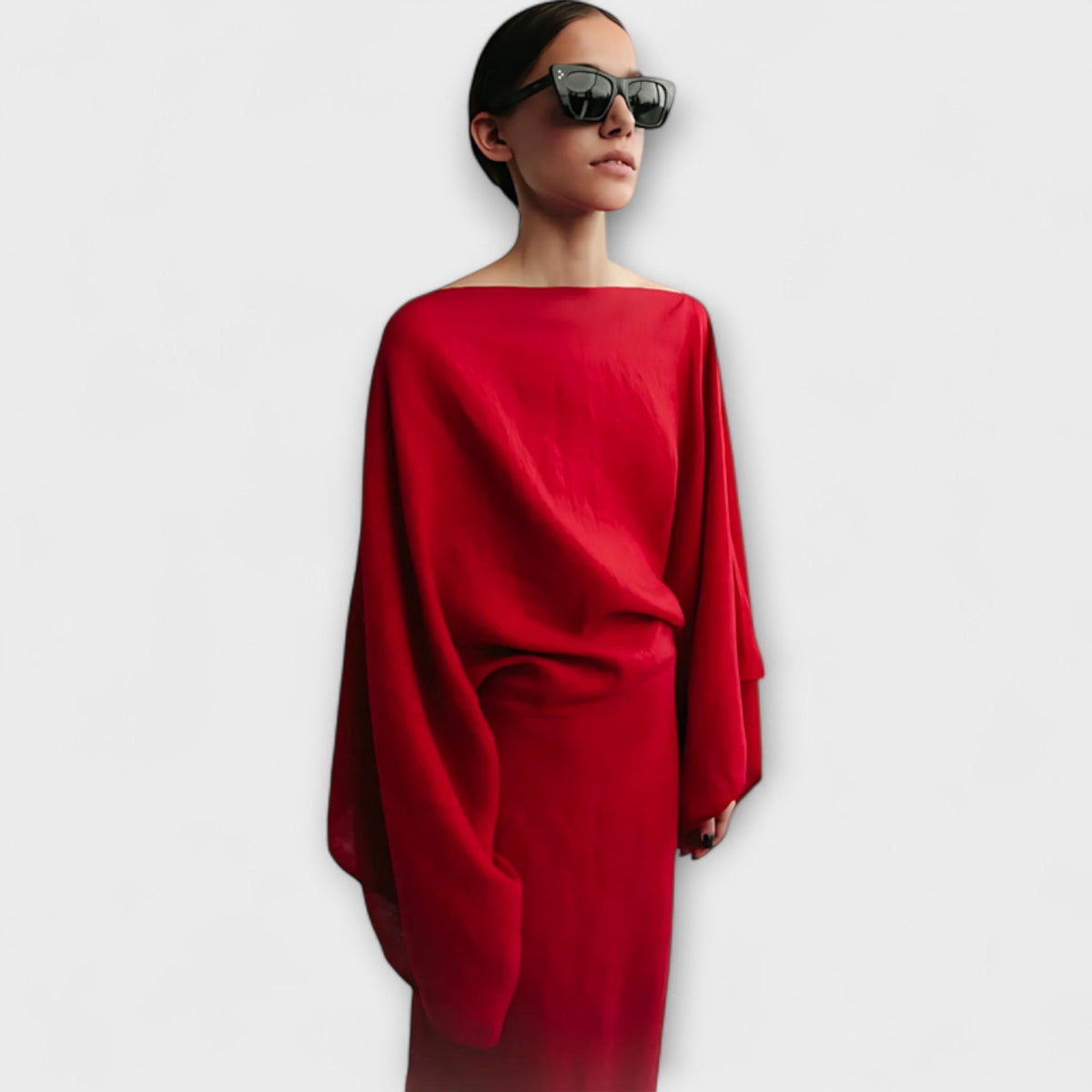 Dagmar - Blått kimono-kjole i lin