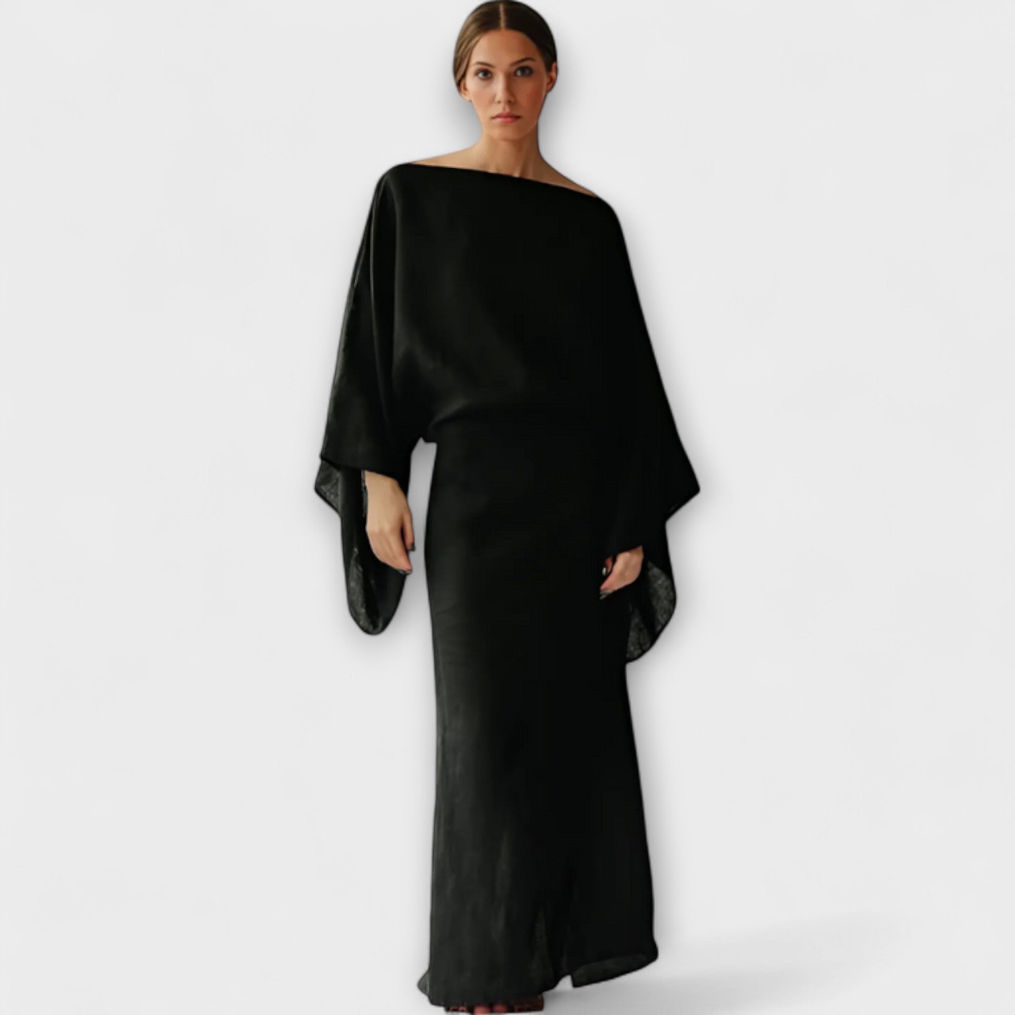 Dagmar - Blått kimono-kjole i lin