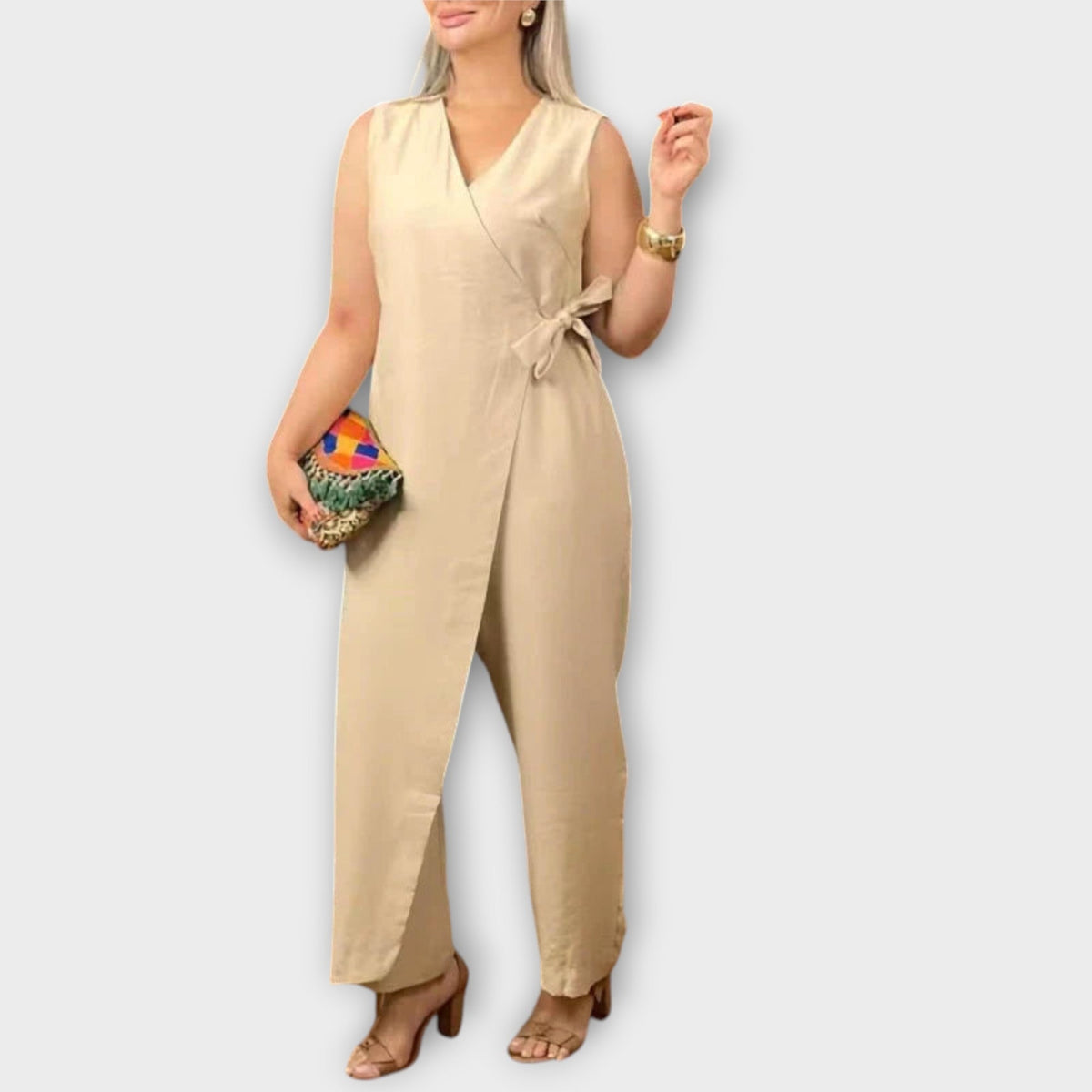 Randi - Elegant oransje buksedress med omsnitt