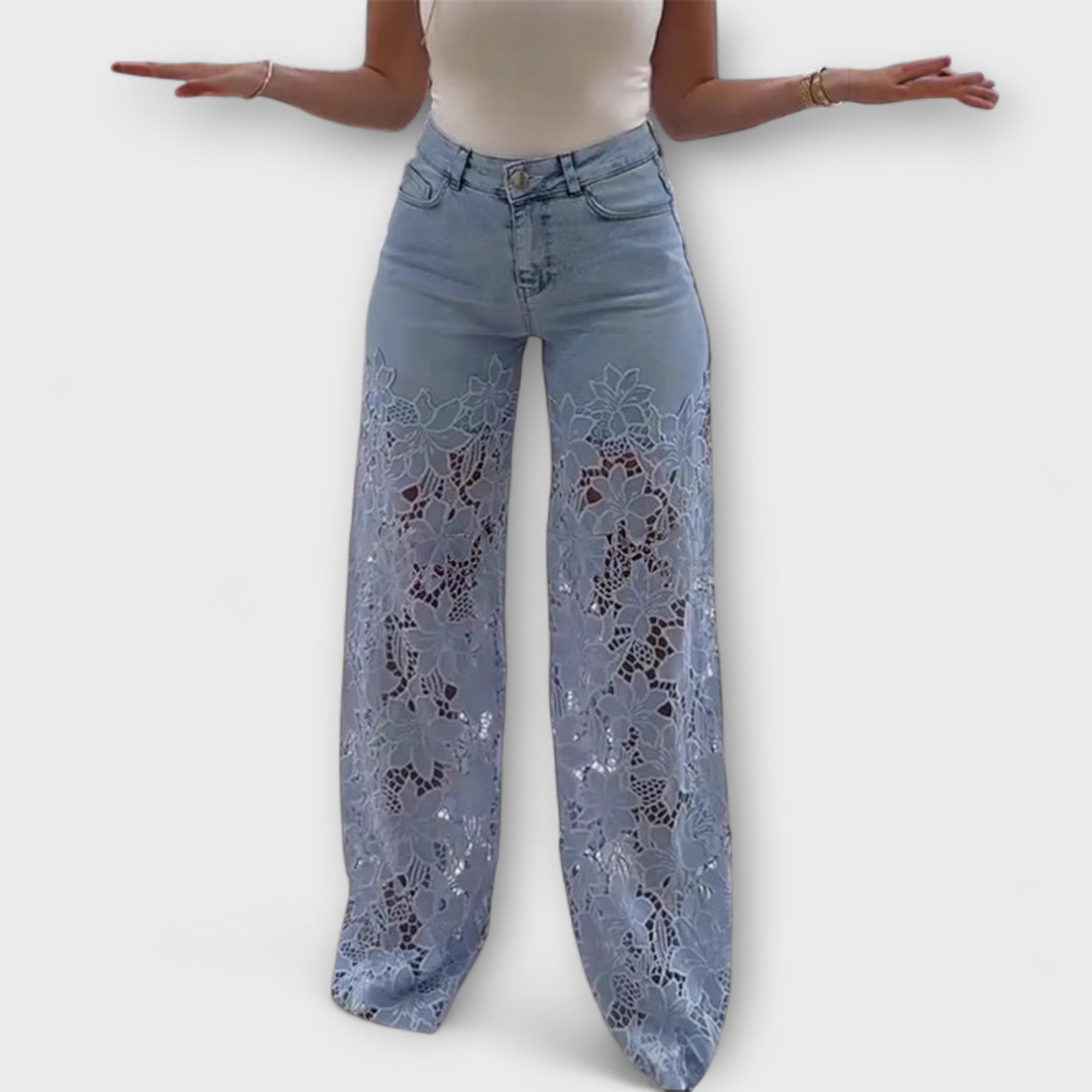 Wenche - Blonde-lappemønster-jeans