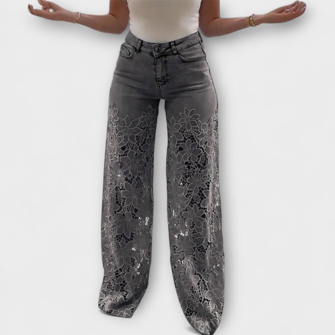 Wenche - Blonde-lappemønster-jeans