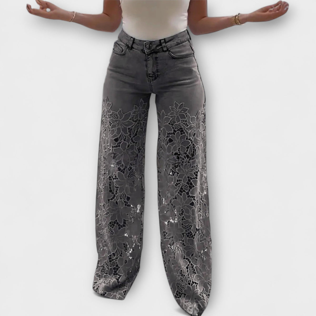 Wenche - Blonde-lappemønster-jeans