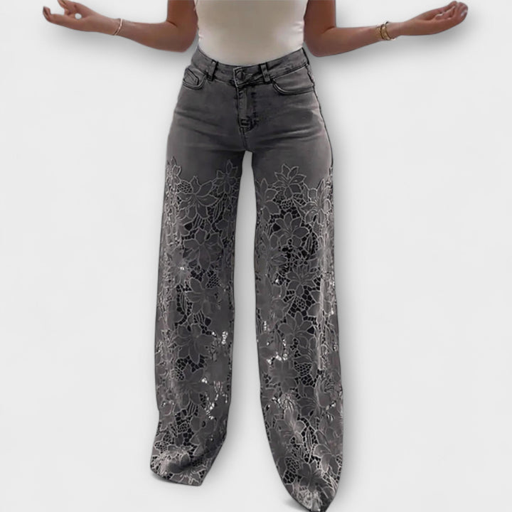 Wenche - Blonde-lappemønster-jeans