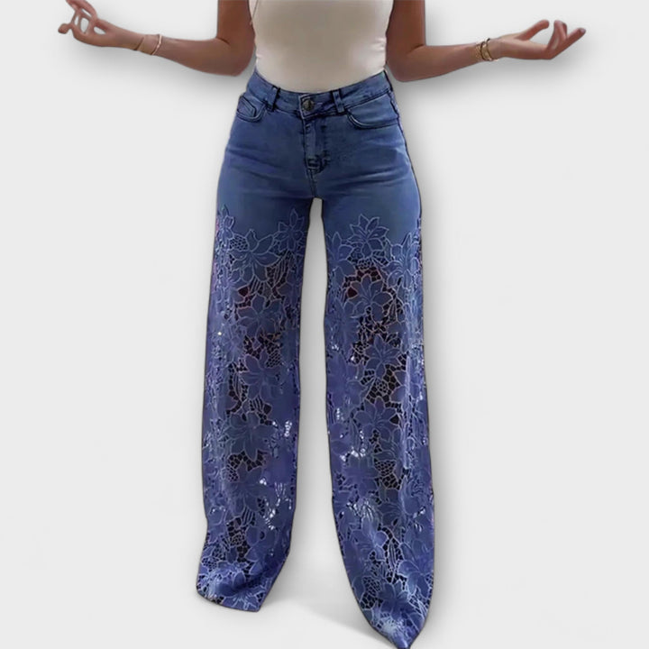 Wenche - Blonde-lappemønster-jeans