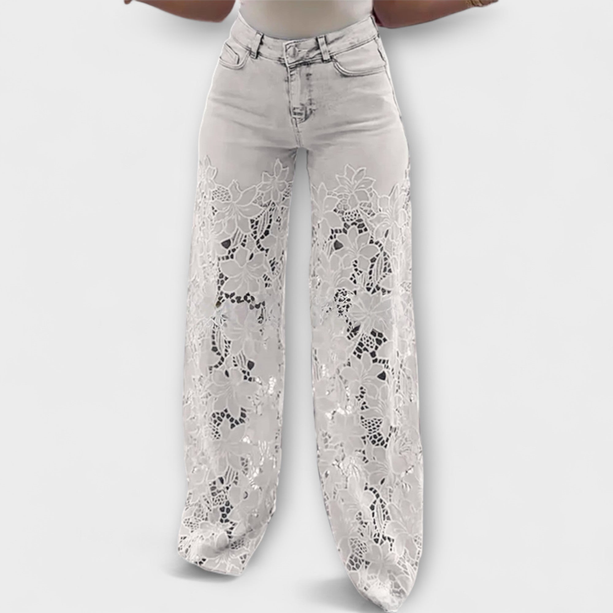 Wenche - Blonde-lappemønster-jeans