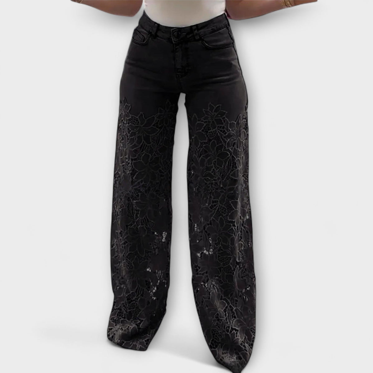 Wenche - Blonde-lappemønster-jeans