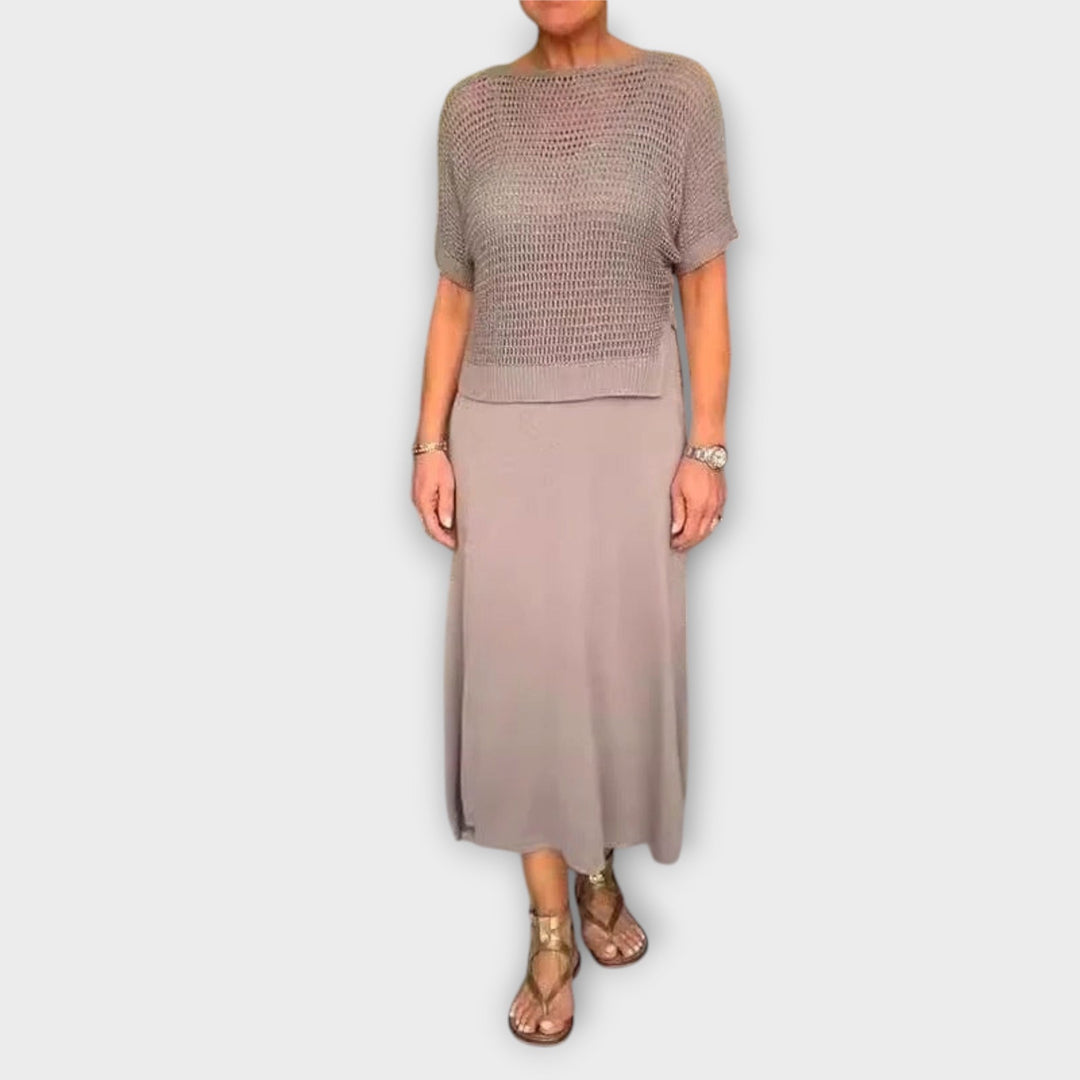 Mari - Håndlaget strikkesett i mauve